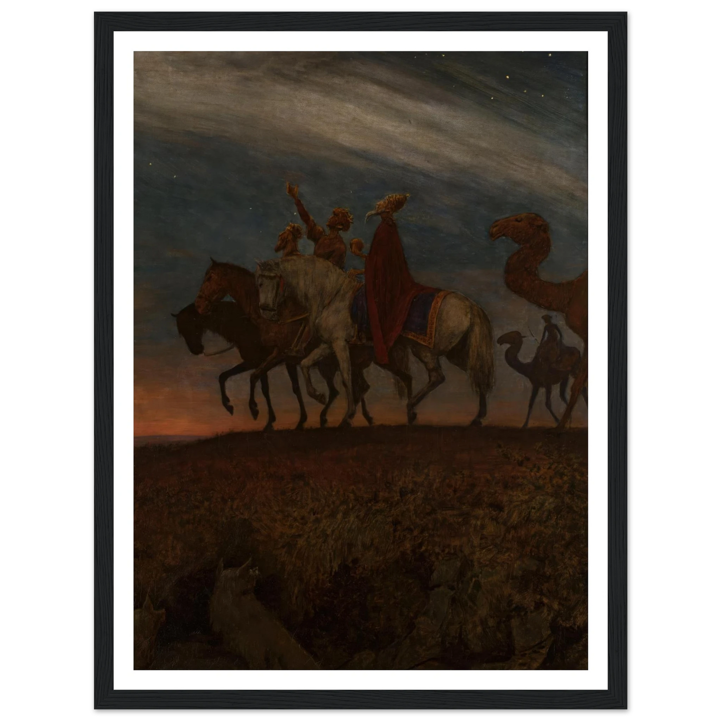 Three Magi on the way to Bethlehem (1906) Art Print | Hans Thoma - Framed Poster - 30x40 cm / 12x16″ - Black frame