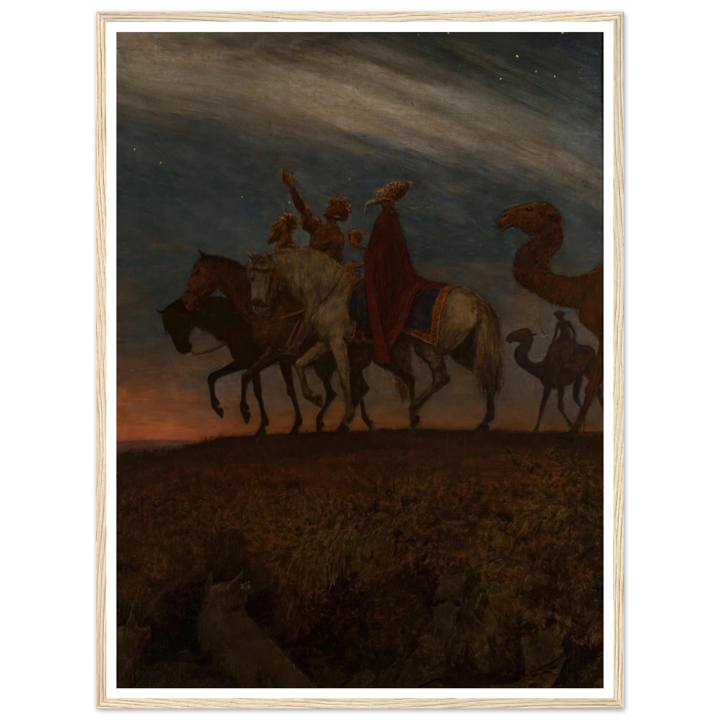 Three Magi on the way to Bethlehem (1906) Art Print | Hans Thoma - Framed Poster - 30x40 cm / 12x16″ - Black frame