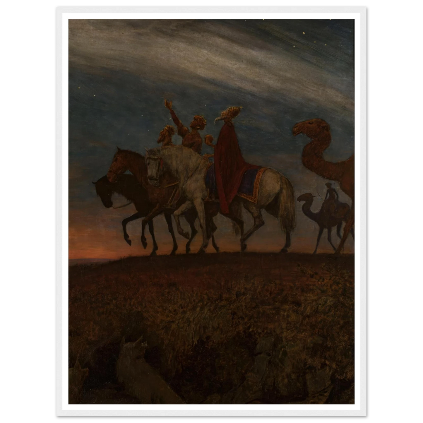 Three Magi on the way to Bethlehem (1906) Art Print | Hans Thoma - Framed Poster - 30x40 cm / 12x16″ - Black frame