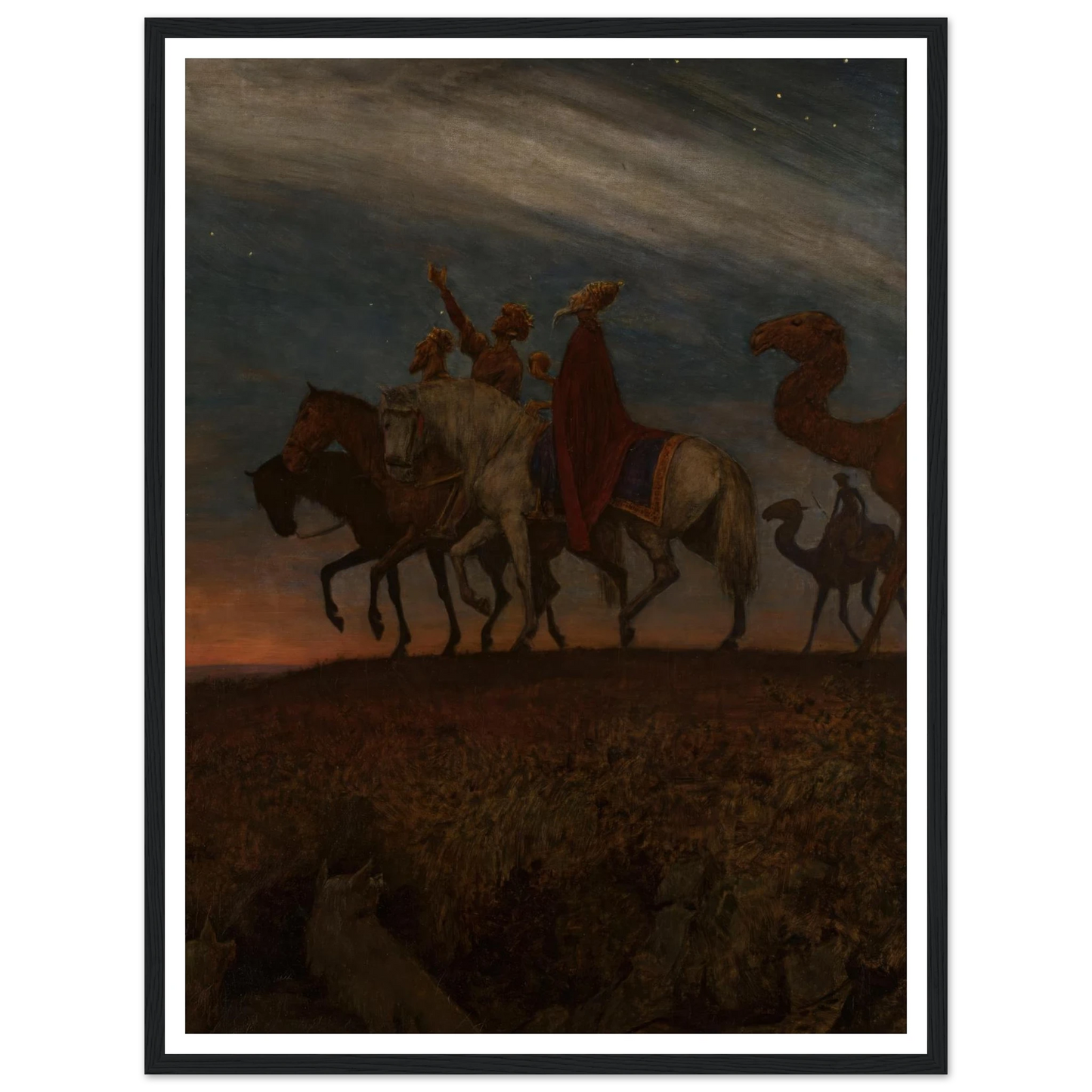 Three Magi on the way to Bethlehem (1906) Art Print | Hans Thoma - Framed Poster - 30x40 cm / 12x16″ - Black frame