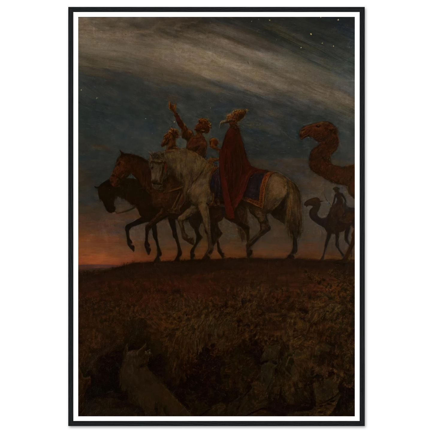 Three Magi on the way to Bethlehem (1906) Art Print | Hans Thoma - Framed Poster - 30x40 cm / 12x16″ - Black frame