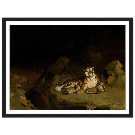 Tiger and Cubs (ca. 1884) Art Print | Jean Leon Gerome - Framed Poster - 30x40 cm / 12x16″ - Black frame