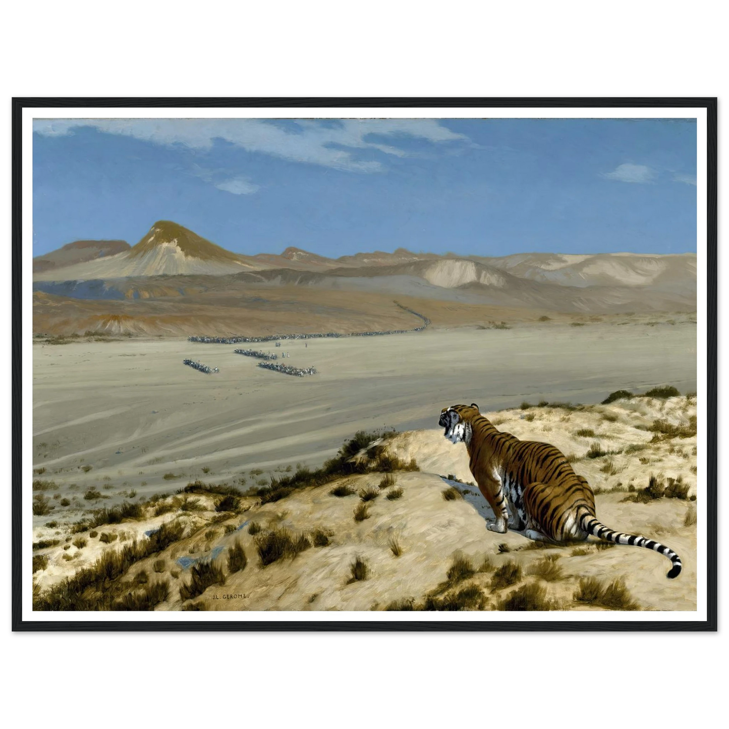 Tiger on the Watch (circa 1888) Art Print | Jean Leon Gerome - Framed Poster - 30x40 cm / 12x16″ - Black frame