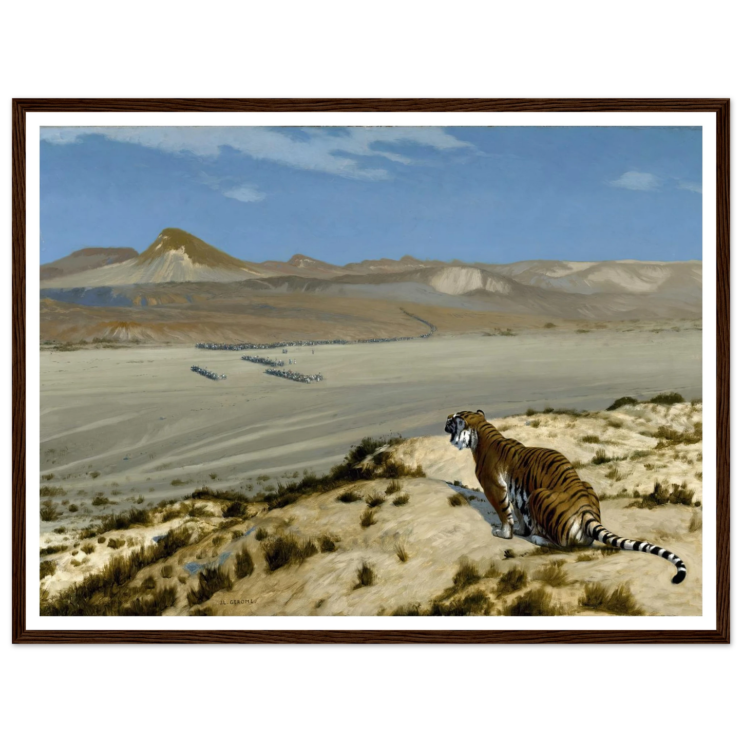 Tiger on the Watch (circa 1888) Art Print | Jean Leon Gerome - Framed Poster - 30x40 cm / 12x16″ - Black frame