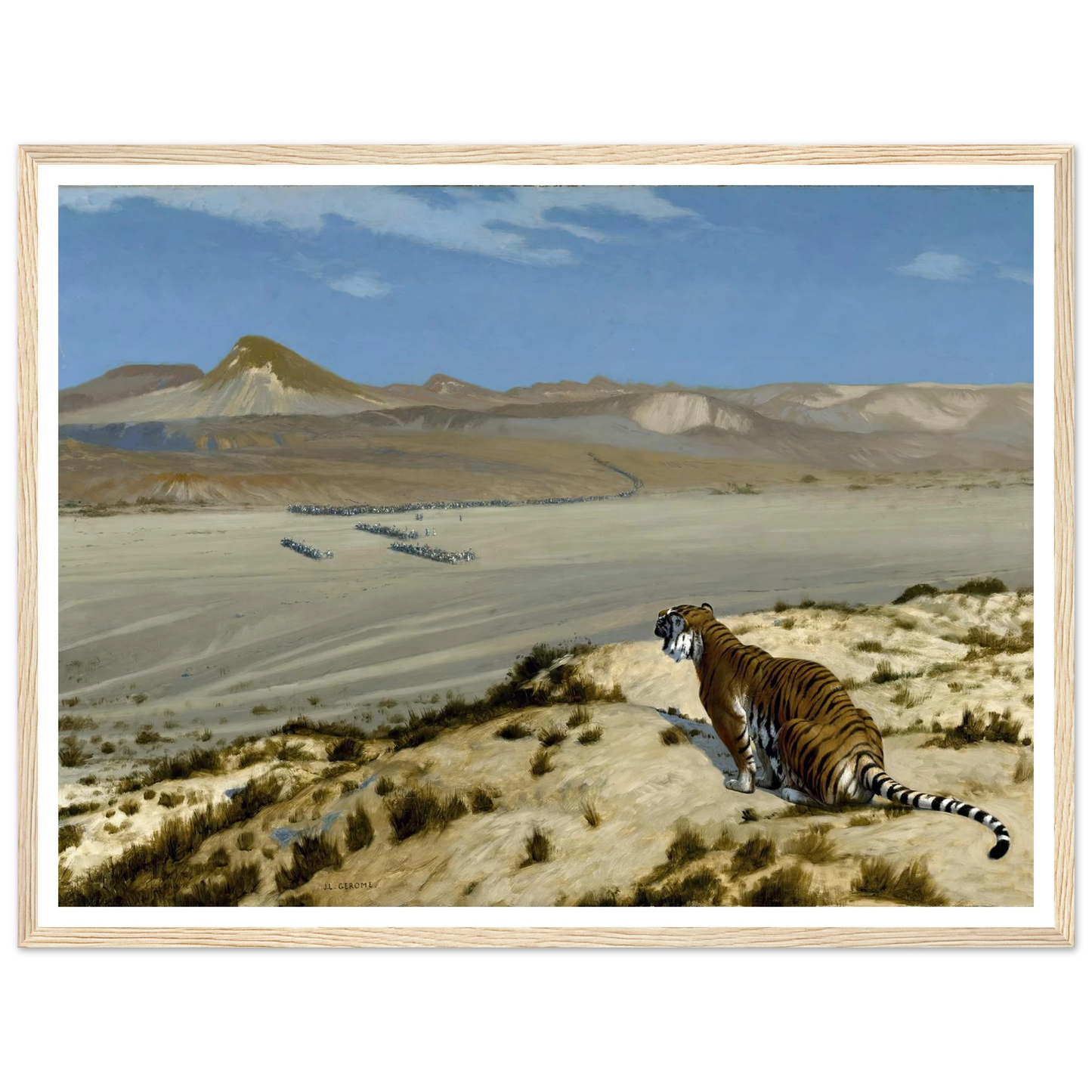 Tiger on the Watch (circa 1888) Art Print | Jean Leon Gerome - Framed Poster - 30x40 cm / 12x16″ - Black frame