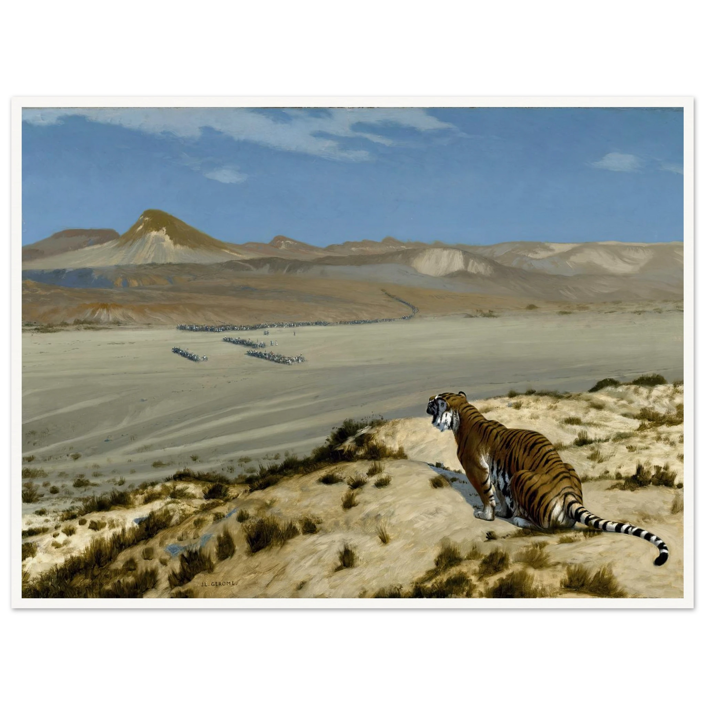 Tiger on the Watch (circa 1888) Art Print | Jean Leon Gerome - Framed Poster - 30x40 cm / 12x16″ - Black frame