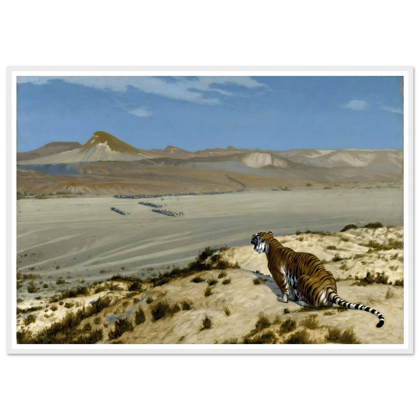 Tiger on the Watch (circa 1888) Art Print | Jean Leon Gerome - Framed Poster - 30x40 cm / 12x16″ - Black frame