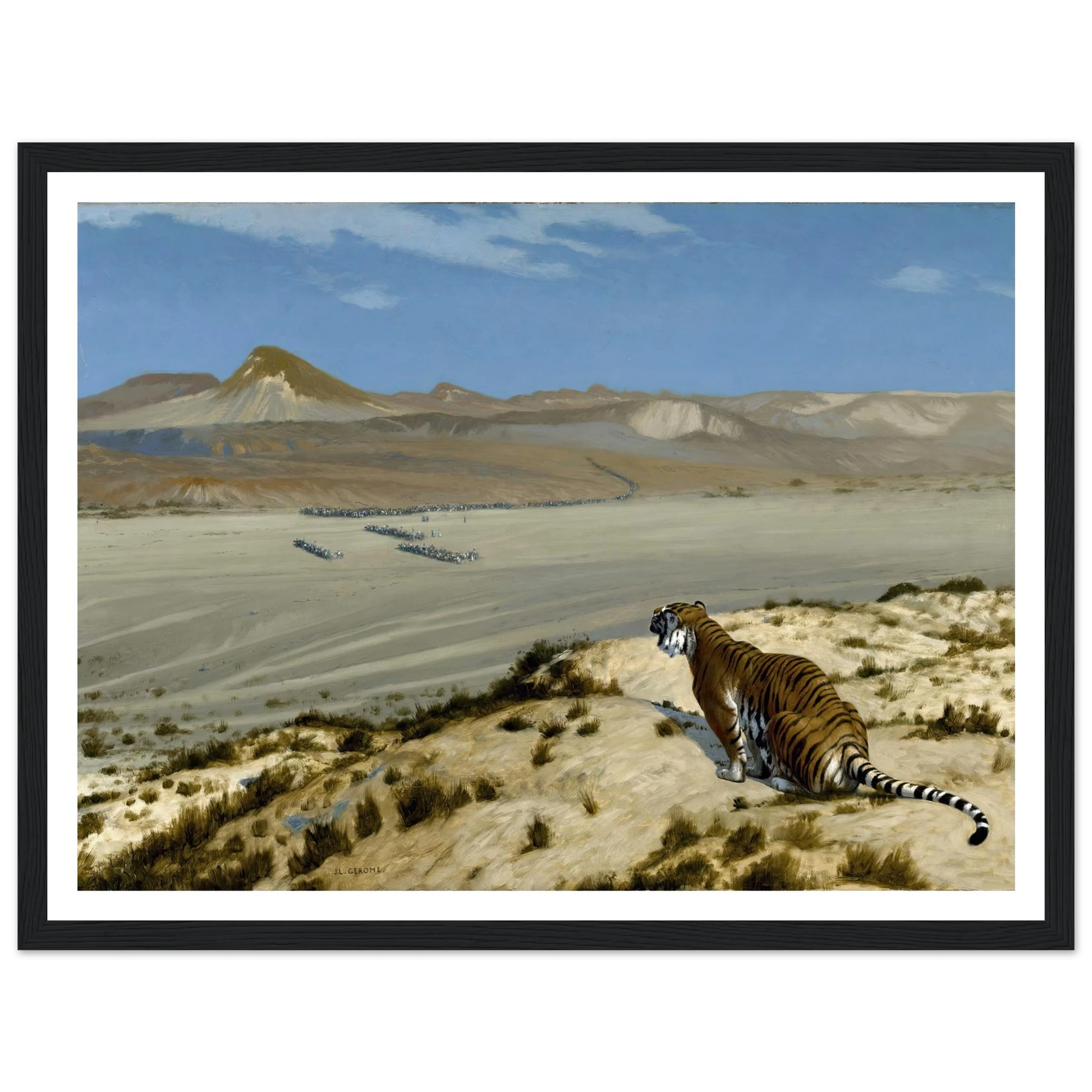 Tiger on the Watch (circa 1888) Art Print | Jean Leon Gerome - Framed Poster - 30x40 cm / 12x16″ - Black frame