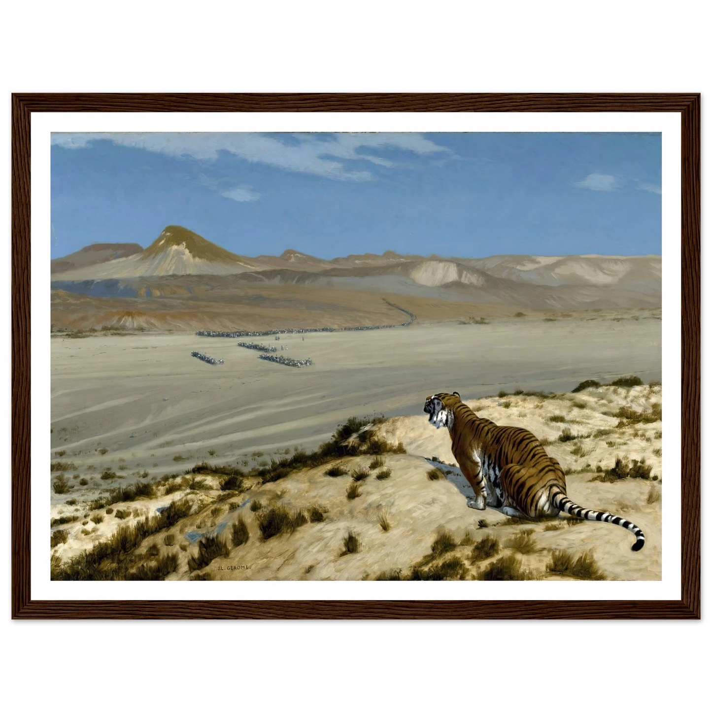 Tiger on the Watch (circa 1888) Art Print | Jean Leon Gerome - Framed Poster - 30x40 cm / 12x16″ - Black frame