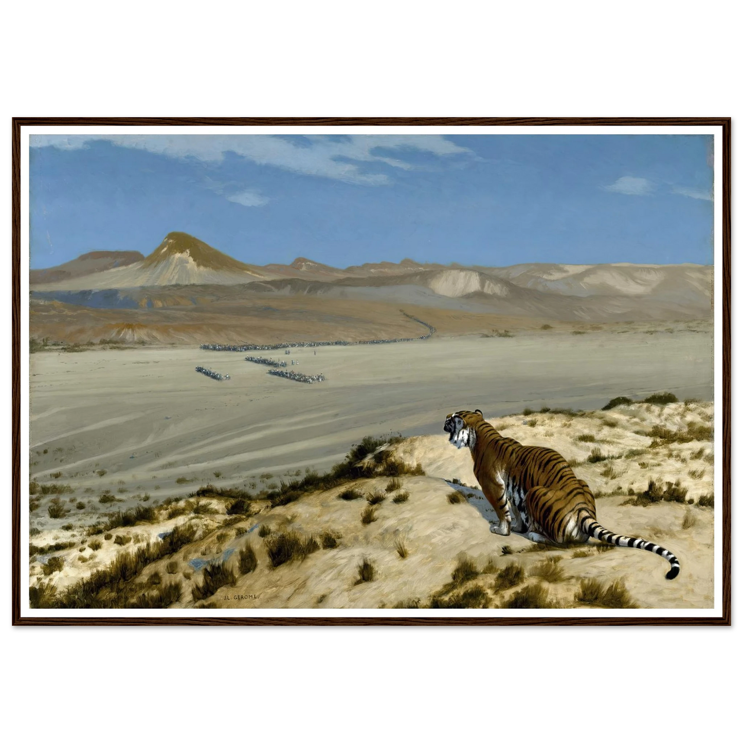 Tiger on the Watch (circa 1888) Art Print | Jean Leon Gerome - Framed Poster - 30x40 cm / 12x16″ - Black frame