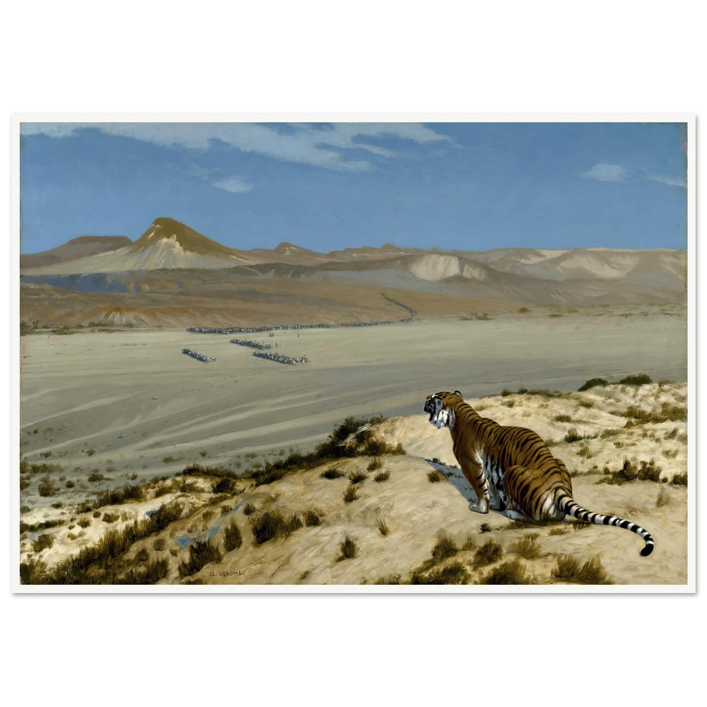 Tiger on the Watch (circa 1888) Art Print | Jean Leon Gerome - Framed Poster - 30x40 cm / 12x16″ - Black frame