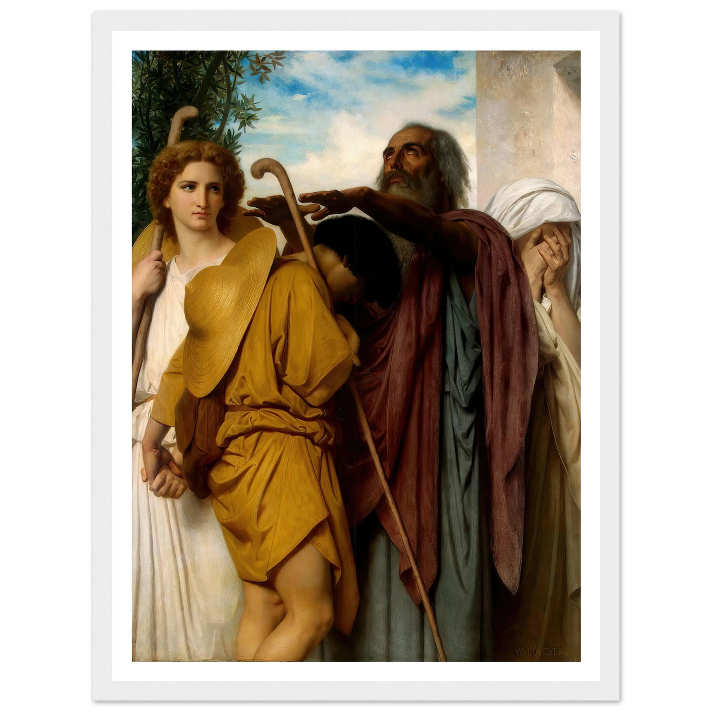 Tobias Saying Good-Bye To His Father (1860) Art Print | William Bouguereau - Framed Poster - 30x40 cm / 12x16″ - Black frame