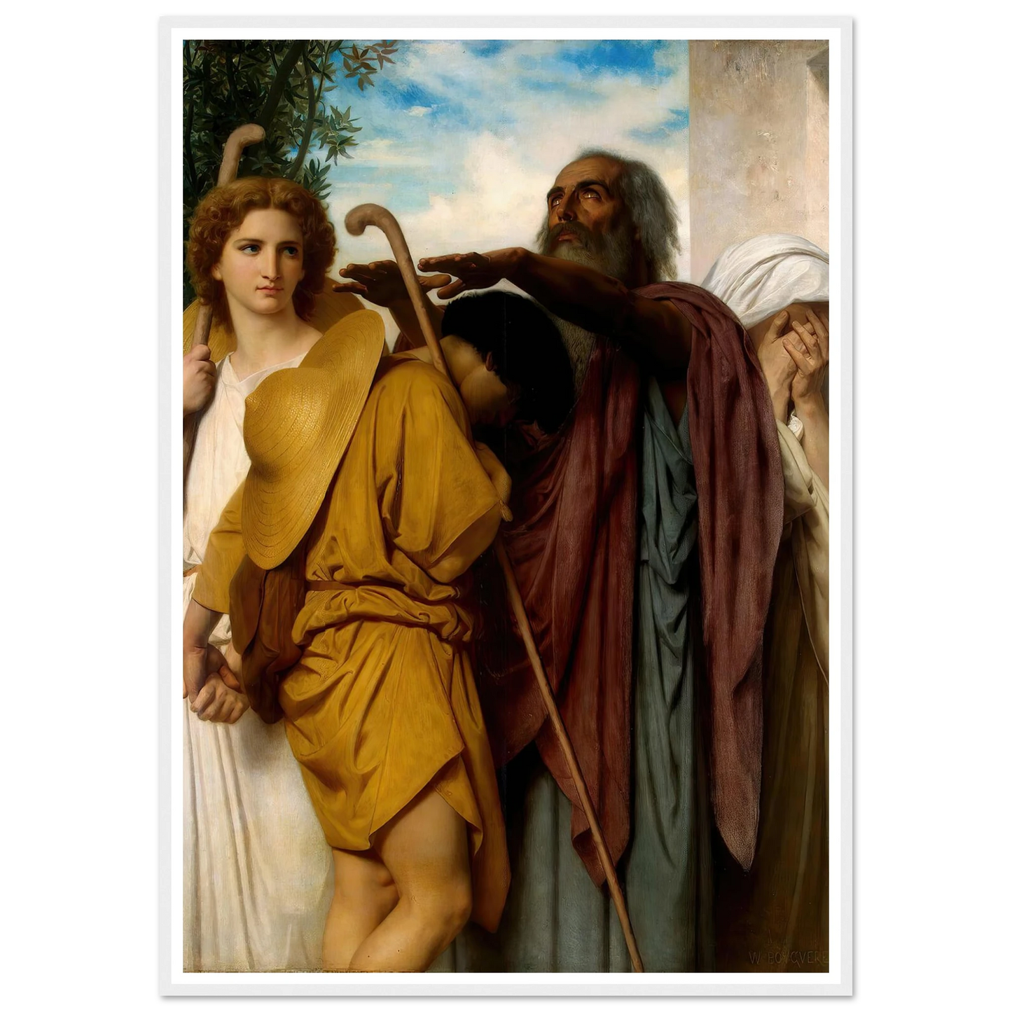 Tobias Saying Good-Bye To His Father (1860) Art Print | William Bouguereau - Framed Poster - 30x40 cm / 12x16″ - Black frame