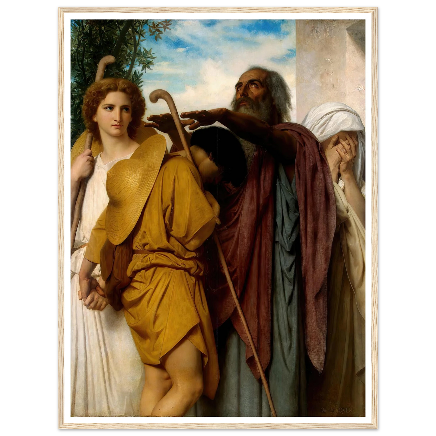 Tobias Saying Good-Bye To His Father (1860) Art Print | William Bouguereau - Framed Poster - 30x40 cm / 12x16″ - Black frame