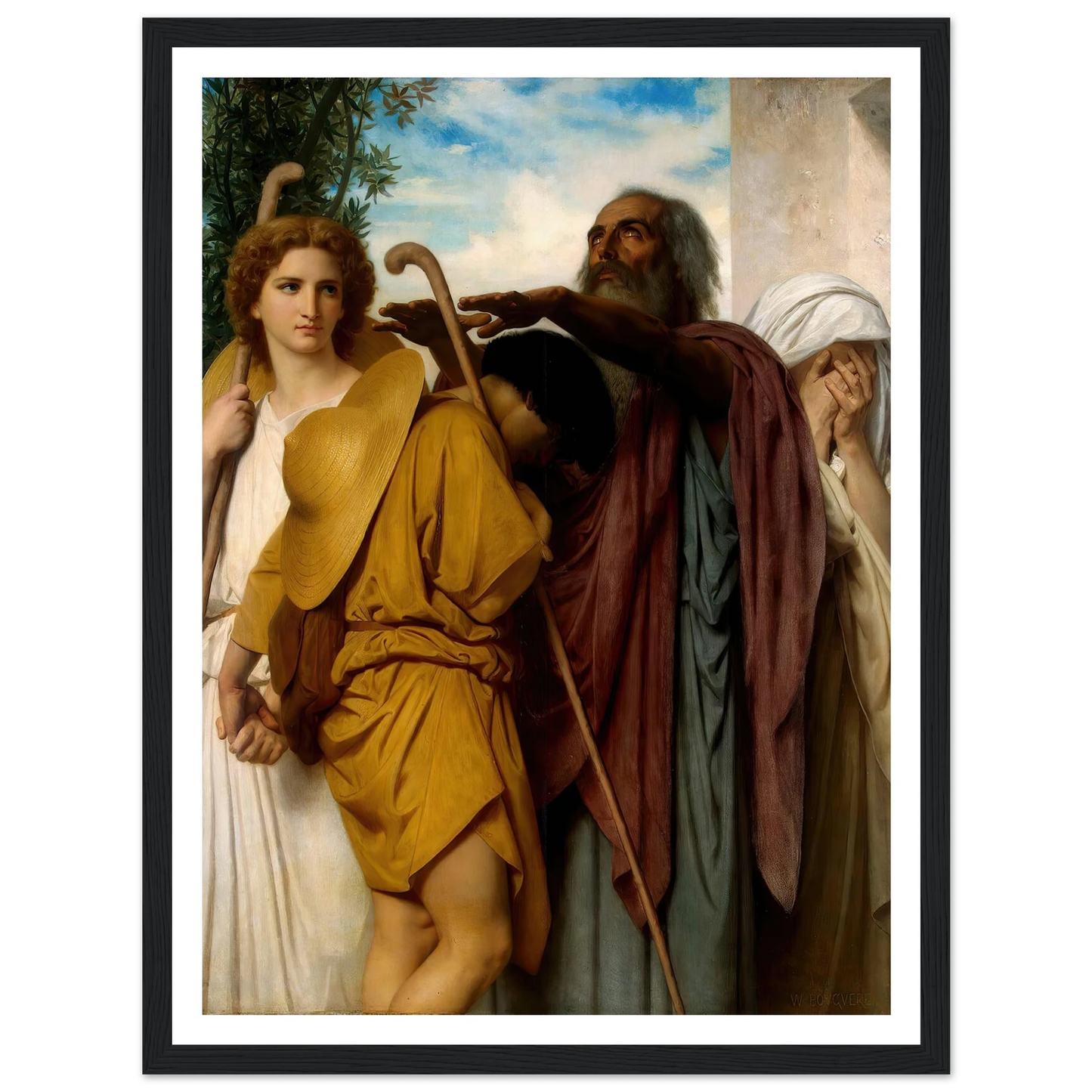 Tobias Saying Good-Bye To His Father (1860) Art Print | William Bouguereau - Framed Poster - 30x40 cm / 12x16″ - Black frame