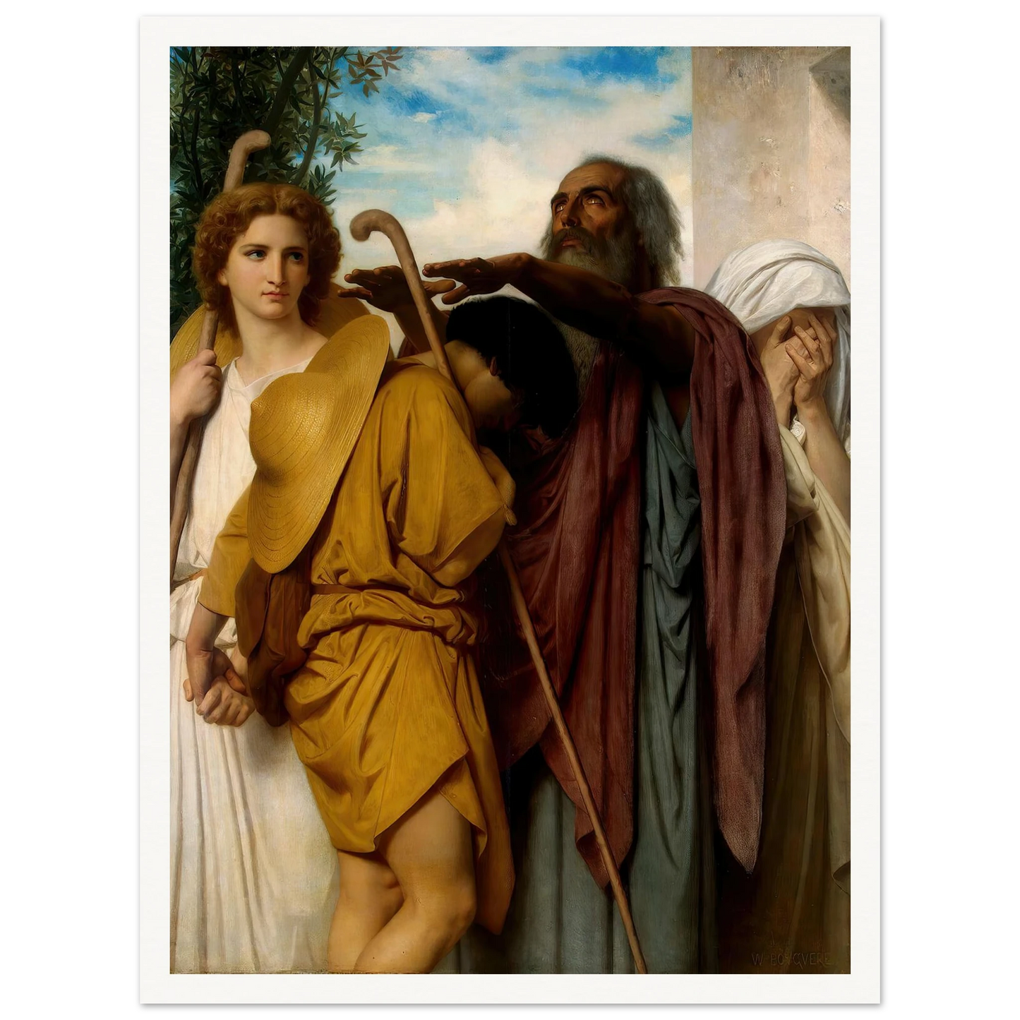 Tobias Saying Good-Bye To His Father (1860) Art Print | William Bouguereau - Framed Poster - 30x40 cm / 12x16″ - Black frame