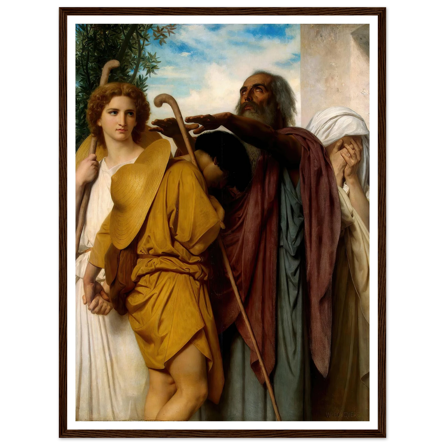 Tobias Saying Good-Bye To His Father (1860) Art Print | William Bouguereau - Framed Poster - 30x40 cm / 12x16″ - Black frame
