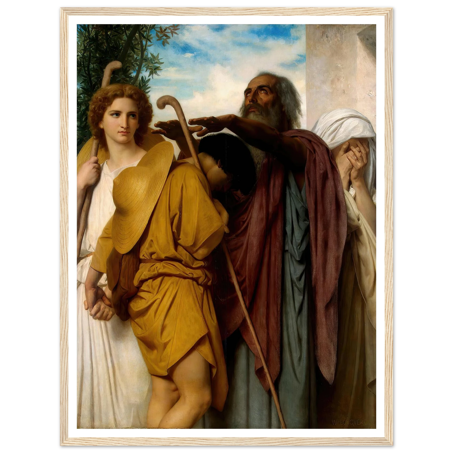 Tobias Saying Good-Bye To His Father (1860) Art Print | William Bouguereau - Framed Poster - 30x40 cm / 12x16″ - Black frame