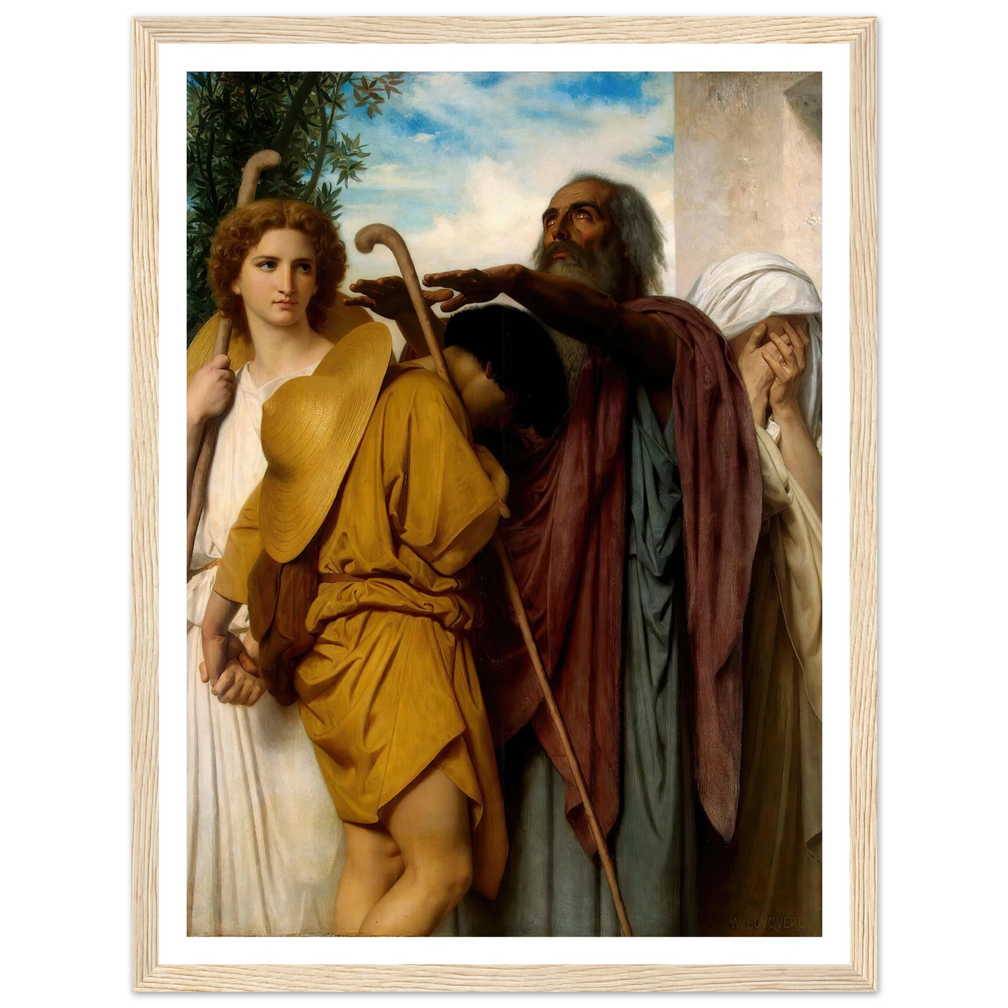 Tobias Saying Good-Bye To His Father (1860) Art Print | William Bouguereau - Framed Poster - 30x40 cm / 12x16″ - Black frame