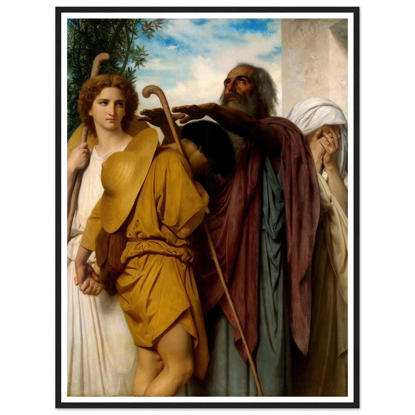 Tobias Saying Good-Bye To His Father (1860) Art Print | William Bouguereau - Framed Poster - 30x40 cm / 12x16″ - Black frame