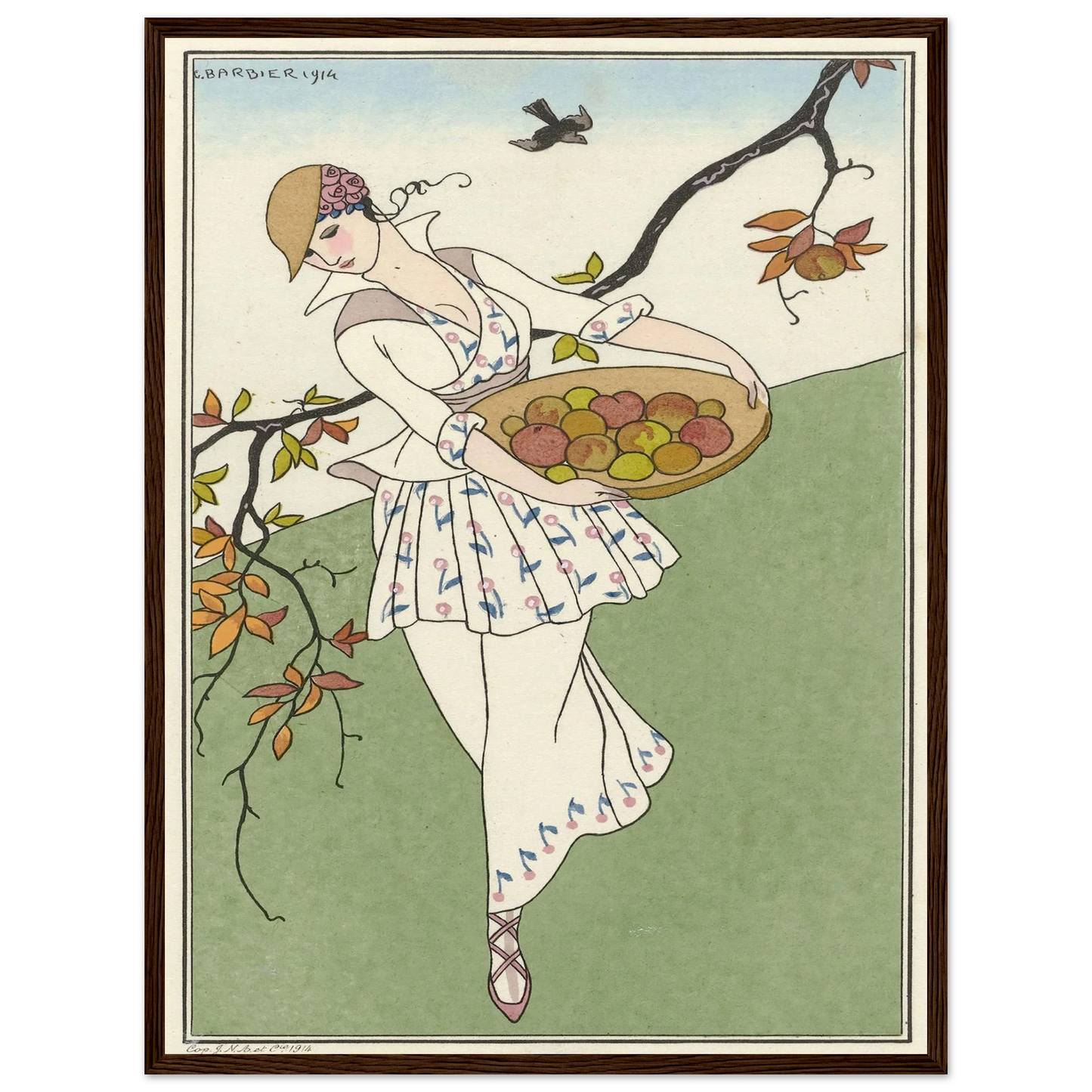 Toilette de taffetas (1914) Art Print | George Barbier - Framed Poster - 30x40 cm / 12x16″ - Black frame