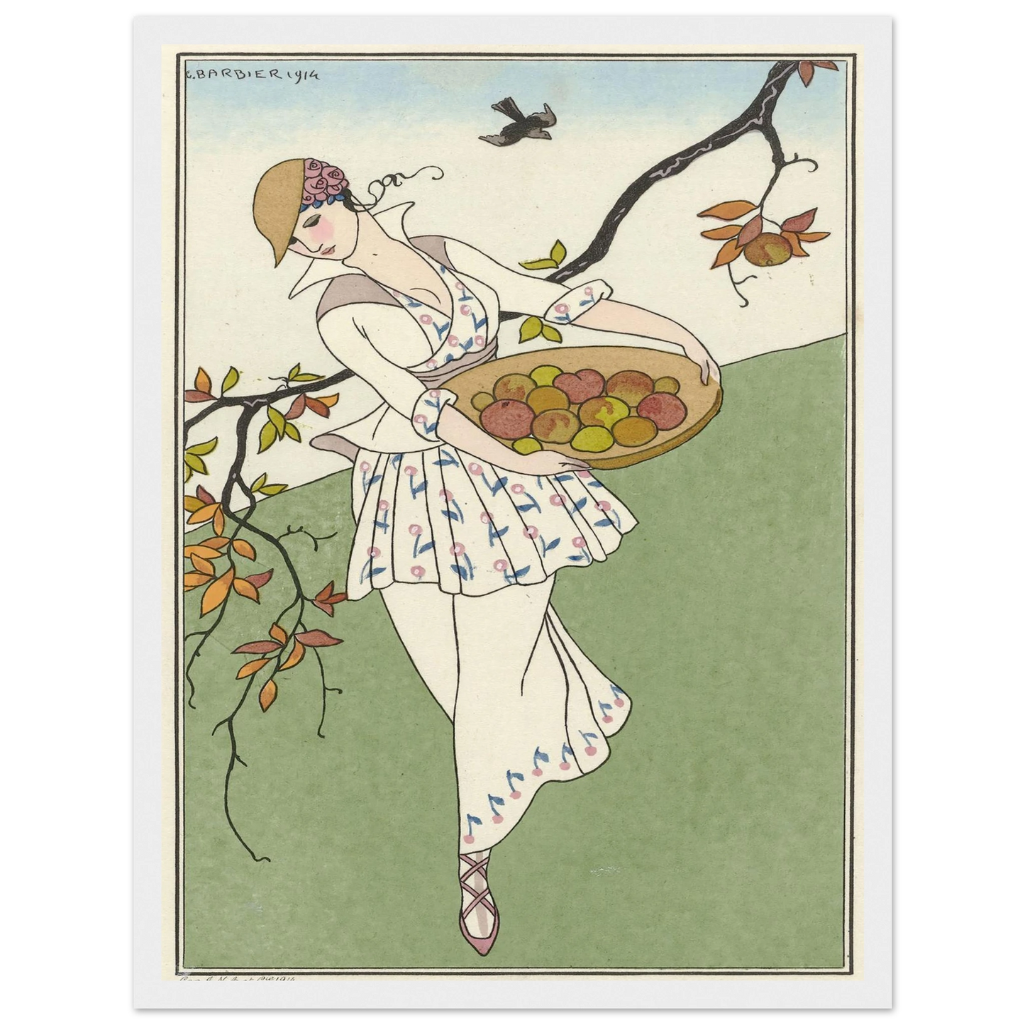 Toilette de taffetas (1914) Art Print | George Barbier - Framed Poster - 30x40 cm / 12x16″ - Black frame