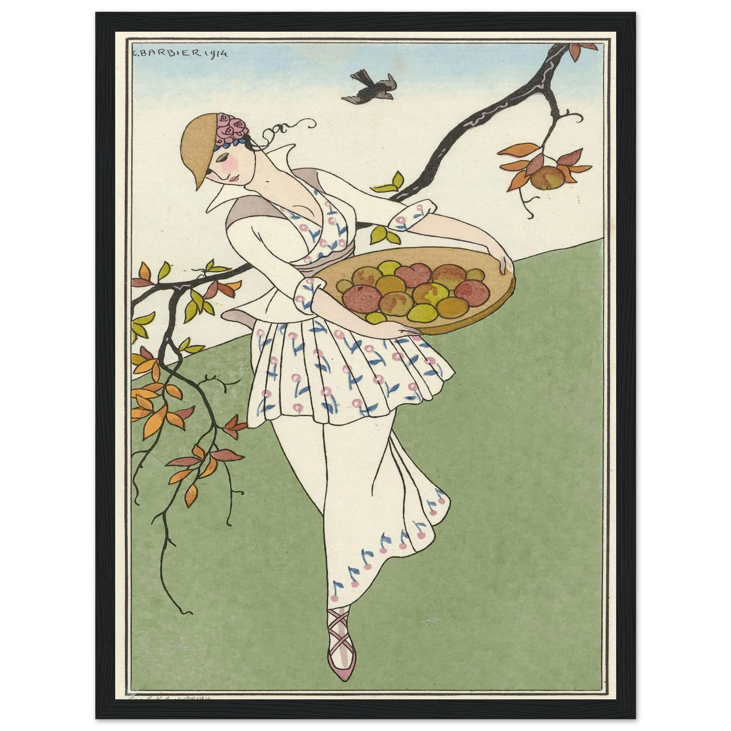 Toilette de taffetas (1914) Art Print | George Barbier - Framed Poster - 30x40 cm / 12x16″ - Black frame