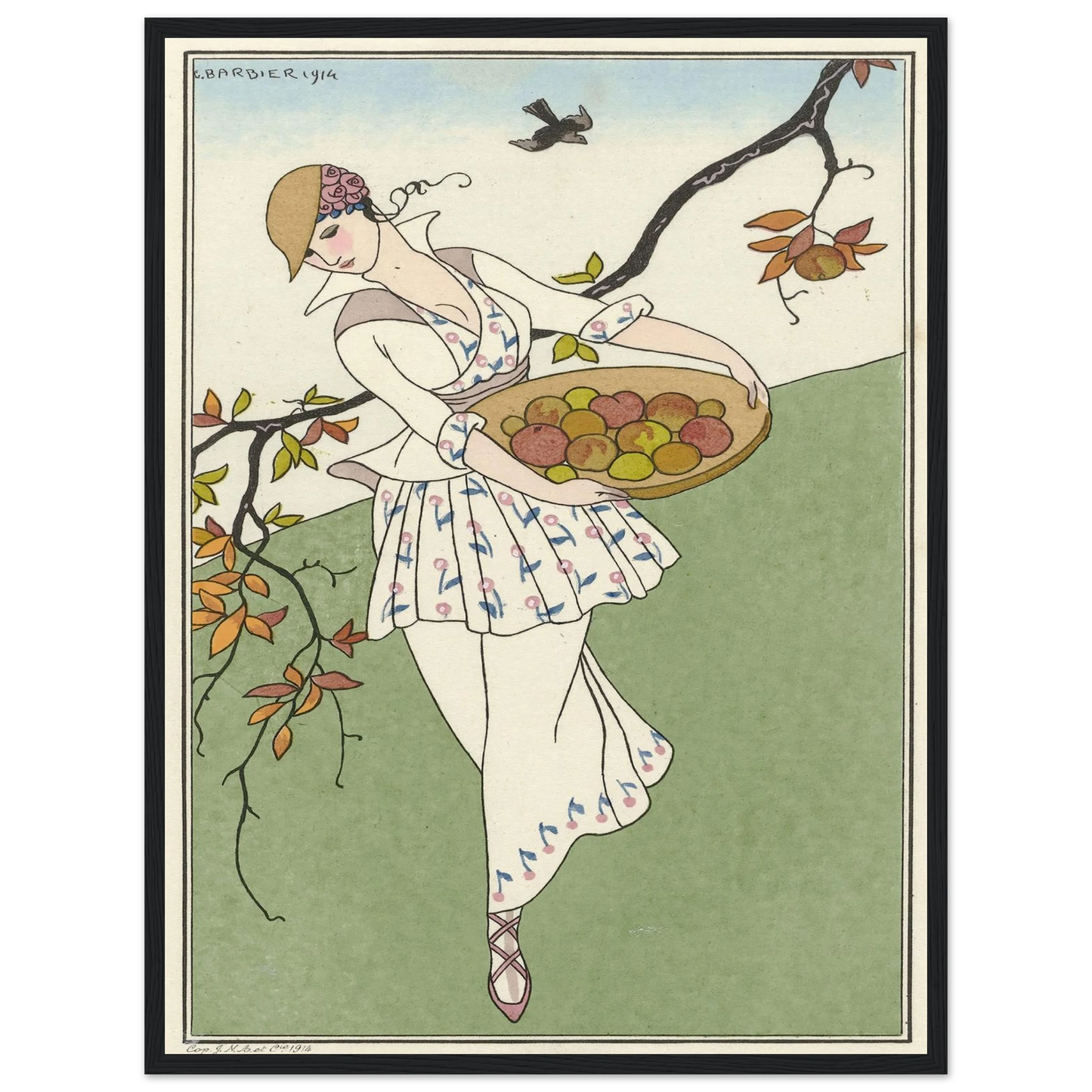 Toilette de taffetas (1914) Art Print | George Barbier - Framed Poster - 30x40 cm / 12x16″ - Black frame