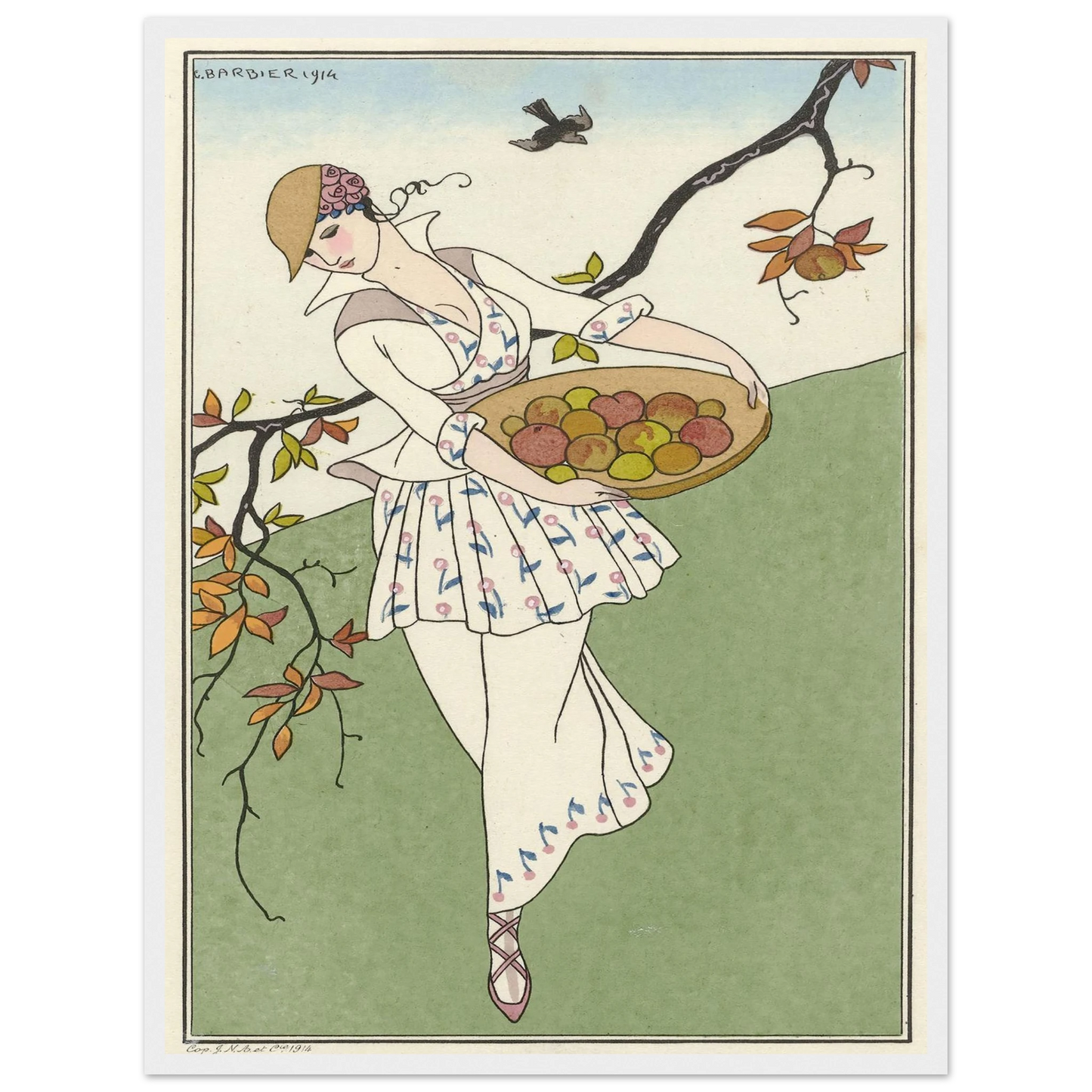 Toilette de taffetas (1914) Art Print | George Barbier - Framed Poster - 30x40 cm / 12x16″ - Black frame