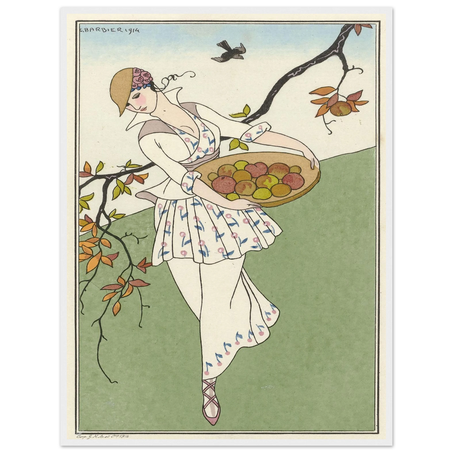Toilette de taffetas (1914) Art Print | George Barbier - Framed Poster - 30x40 cm / 12x16″ - Black frame