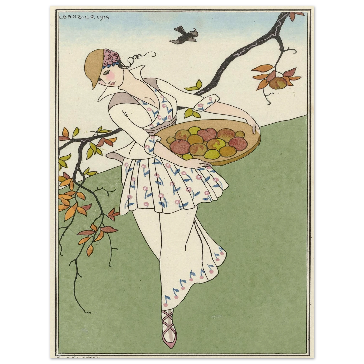 Toilette de taffetas (1914) Art Print | George Barbier - Framed Poster - 30x40 cm / 12x16″ - Black frame