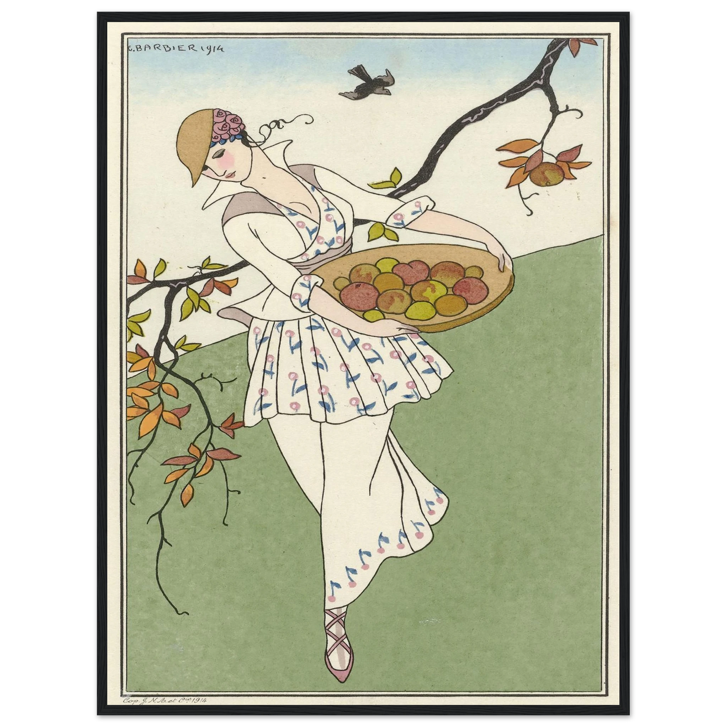 Toilette de taffetas (1914) Art Print | George Barbier - Framed Poster - 30x40 cm / 12x16″ - Black frame