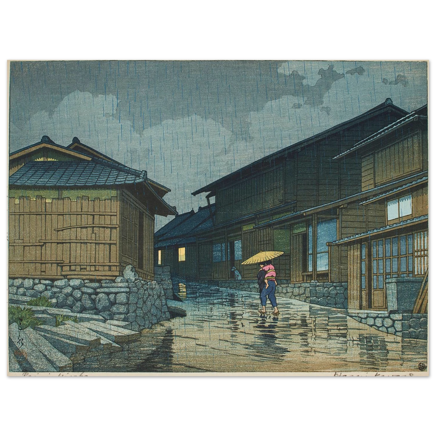 Tokaido Nissaka (1942) Art Print | Kawase Hasui - Framed Poster - 30x40 cm / 12x16″ - Black frame
