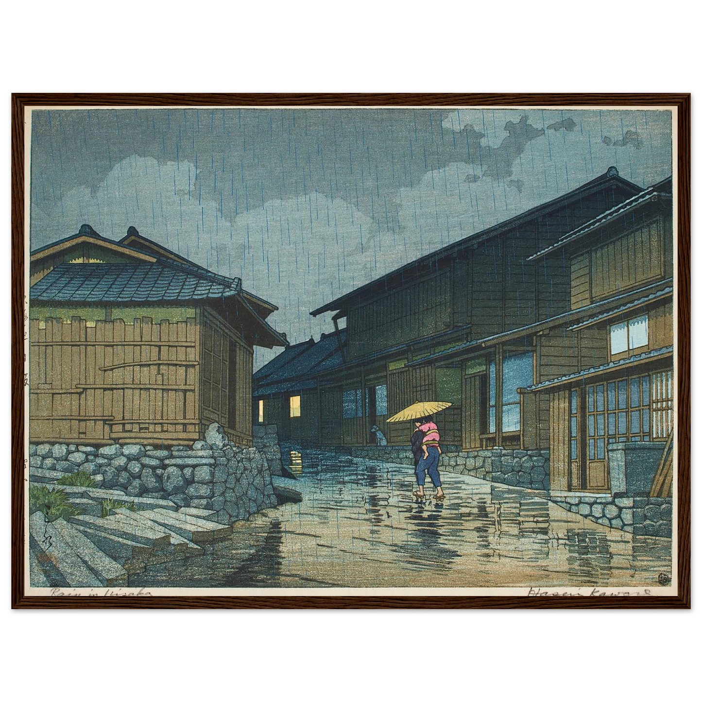 Tokaido Nissaka (1942) Art Print | Kawase Hasui - Framed Poster - 30x40 cm / 12x16″ - Black frame