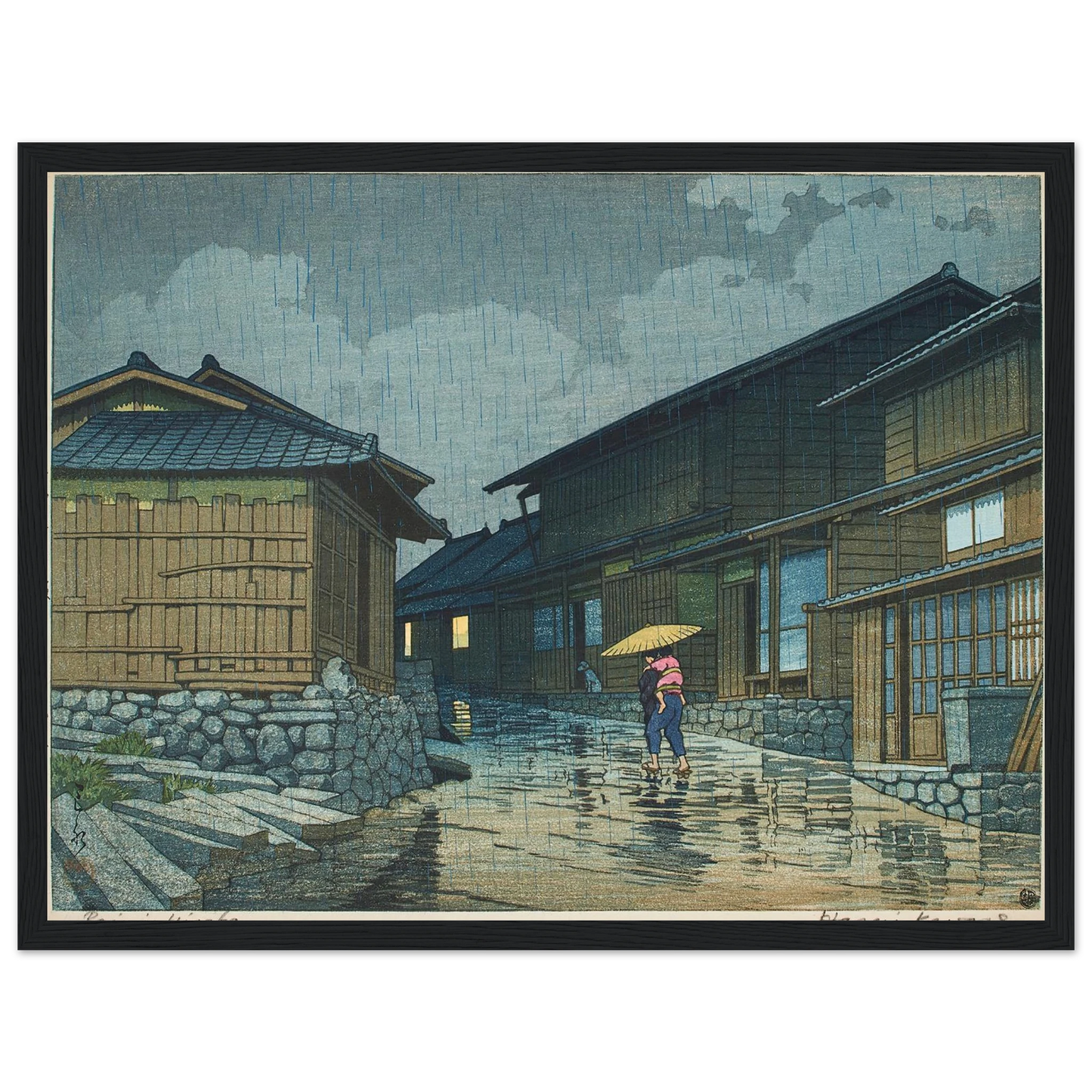 Tokaido Nissaka (1942) Art Print | Kawase Hasui - Framed Poster - 30x40 cm / 12x16″ - Black frame