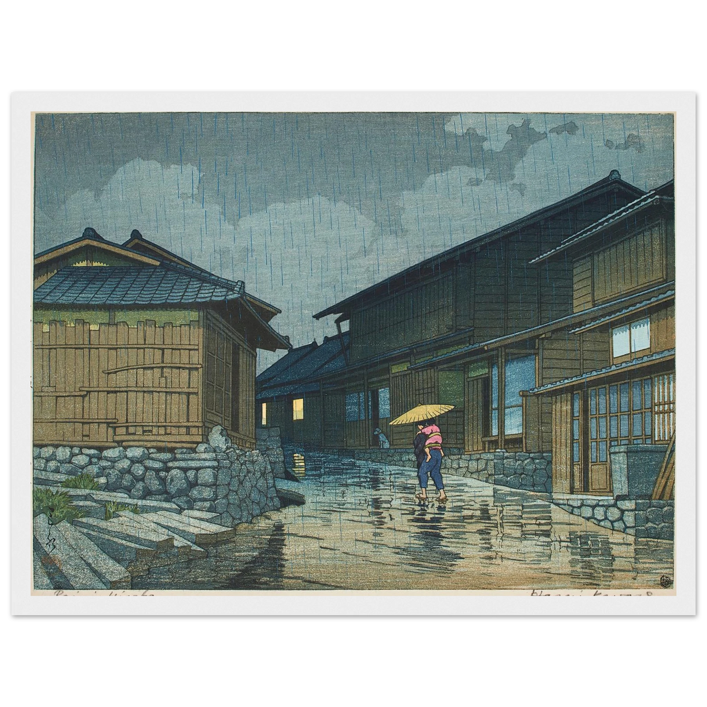 Tokaido Nissaka (1942) Art Print | Kawase Hasui - Framed Poster - 30x40 cm / 12x16″ - Black frame
