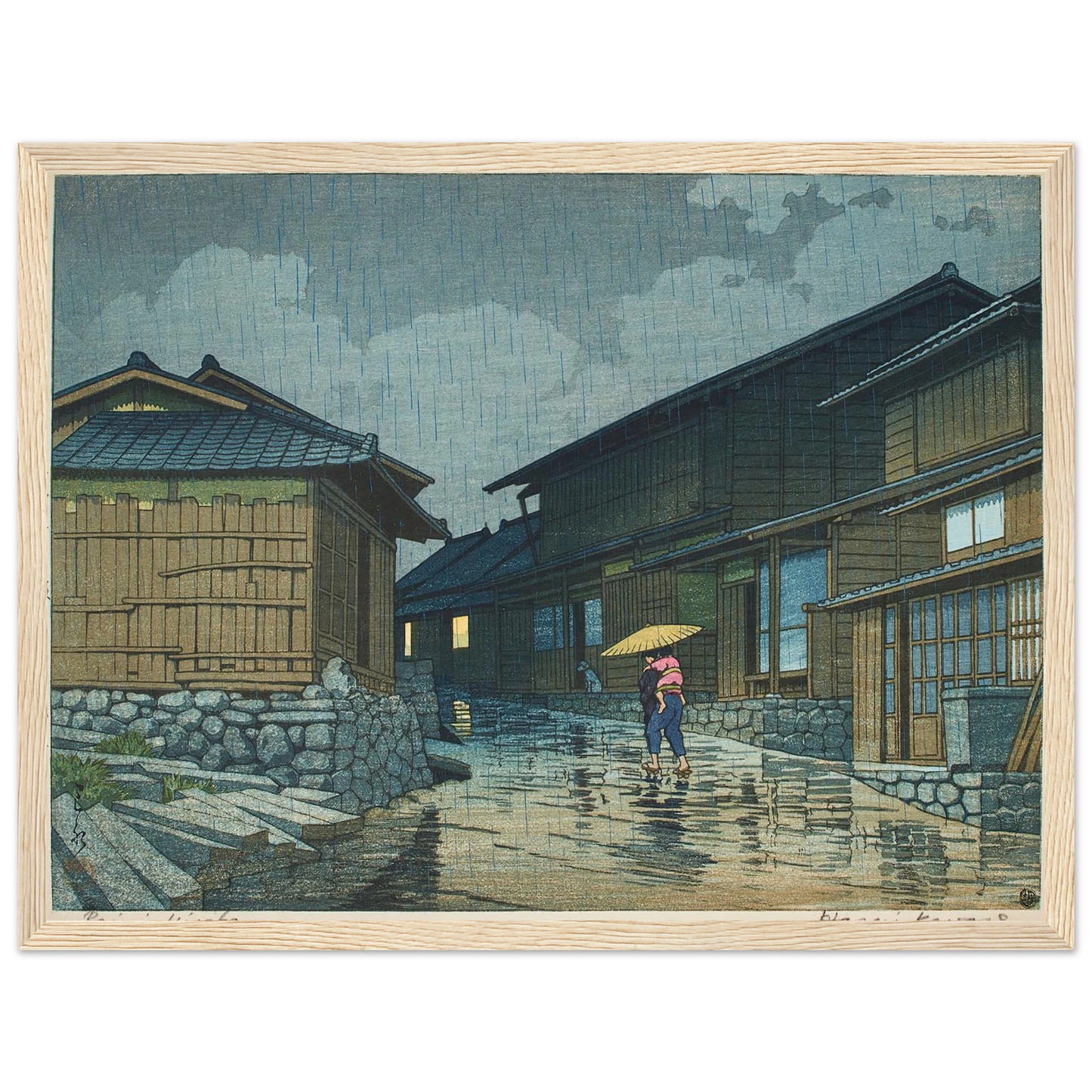Tokaido Nissaka (1942) Art Print | Kawase Hasui - Framed Poster - 30x40 cm / 12x16″ - Black frame
