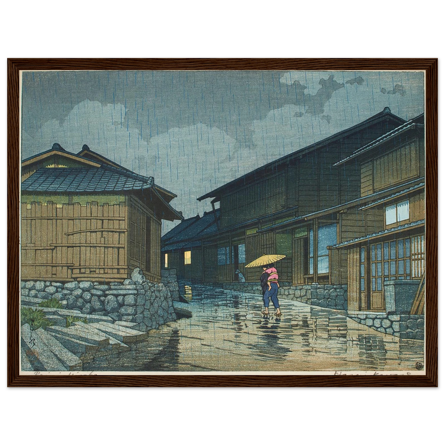 Tokaido Nissaka (1942) Art Print | Kawase Hasui - Framed Poster - 30x40 cm / 12x16″ - Black frame