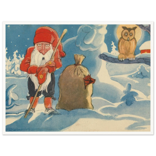 Tomte Guard And The Owl - Framed Poster - 30x40 cm / 12x16″ - Black frame