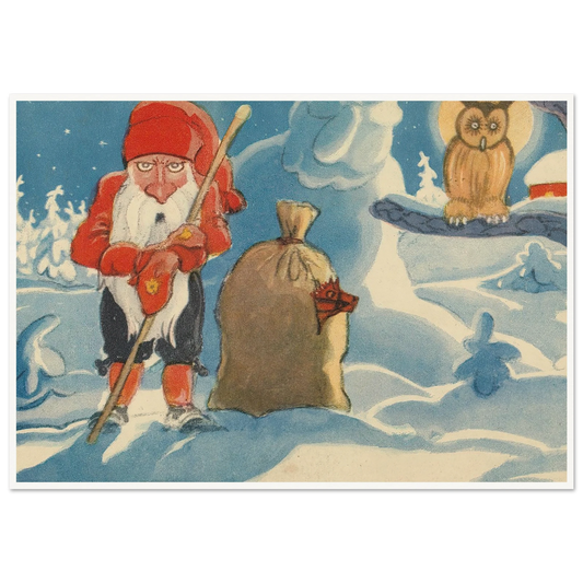 Tomte Guard And The Owl - Framed Poster - 30x40 cm / 12x16″ - Black frame