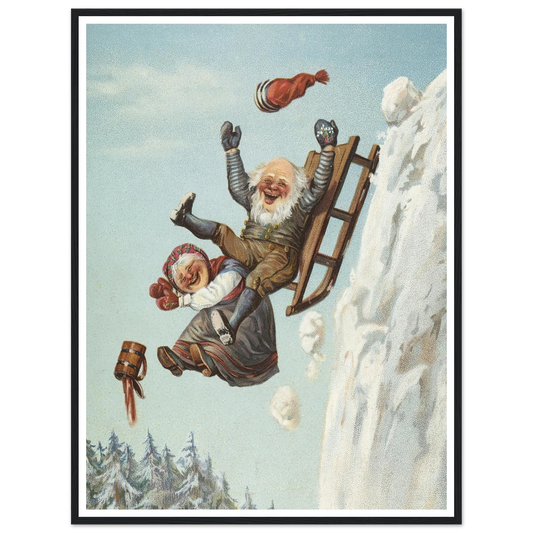 Tomte Sleigh Ride Joy - Framed Poster - 30x40 cm / 12x16″ - Black frame
