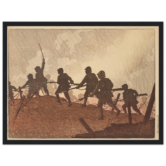 Totsugeki (Assault) (1937) Art Print | Kawase Hasui - Framed Poster - 30x40 cm / 12x16″ - Black frame