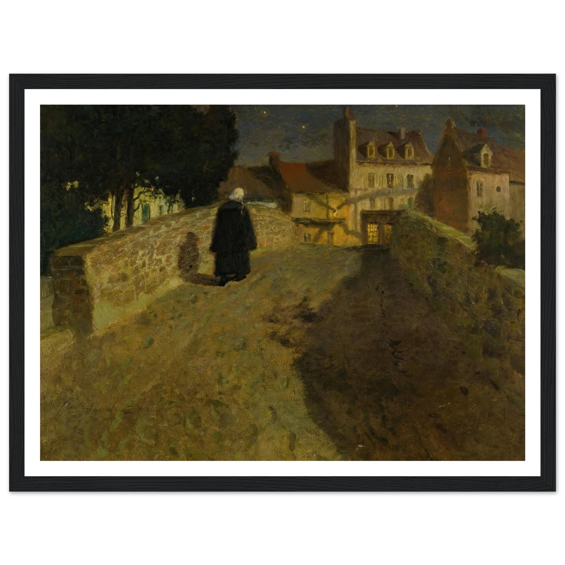 Towards The Pont Lovignon (Pont Fleuri) In Quimperlé Art Print | Frits Thaulow - Framed Poster - 30x40 cm / 12x16″ - Black frame