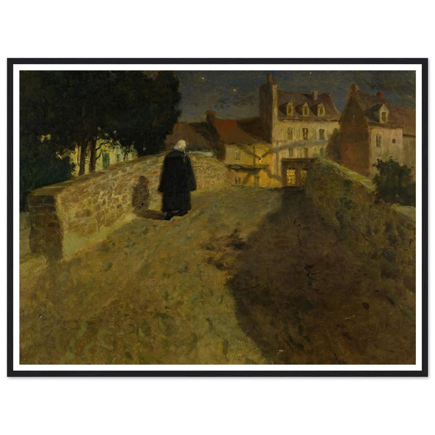 Towards The Pont Lovignon (Pont Fleuri) In Quimperlé Art Print | Frits Thaulow - Framed Poster - 30x40 cm / 12x16″ - Black frame
