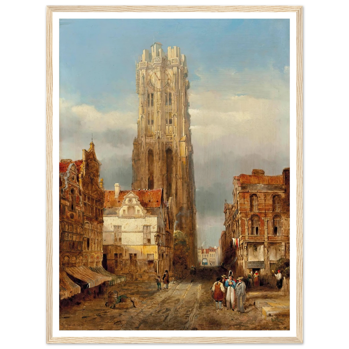 Tower of the church of St Rombouts, Mechelen Art Print | David Roberts - Framed Poster - 30x40 cm / 12x16″ - Black frame