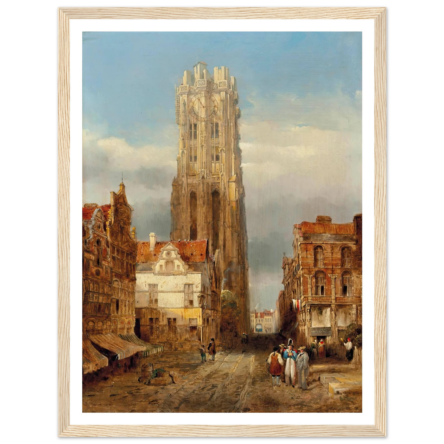Tower of the church of St Rombouts, Mechelen Art Print | David Roberts - Framed Poster - 30x40 cm / 12x16″ - Black frame