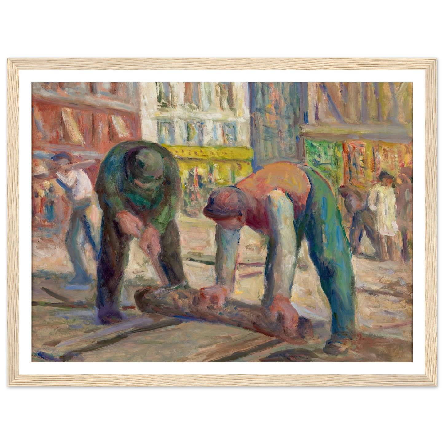 Travaux sur la chaussée, les charpentiers (1930-1935) Art Print | Maximilien Luce - Framed Poster - 30x40 cm / 12x16″ - Black frame