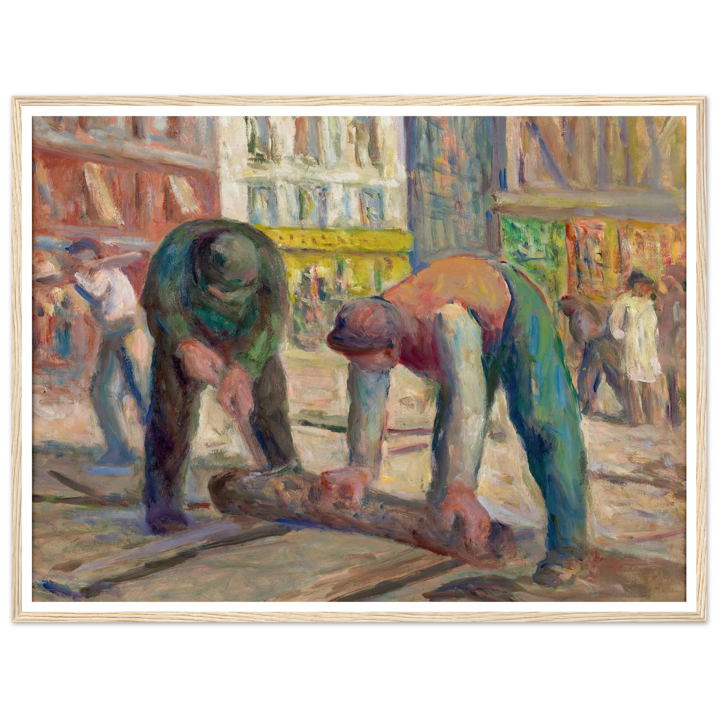 Travaux sur la chaussée, les charpentiers (1930-1935) Art Print | Maximilien Luce - Framed Poster - 30x40 cm / 12x16″ - Black frame