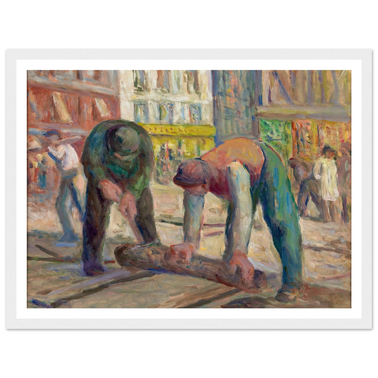 Travaux sur la chaussée, les charpentiers (1930-1935) Art Print | Maximilien Luce - Framed Poster - 30x40 cm / 12x16″ - Black frame