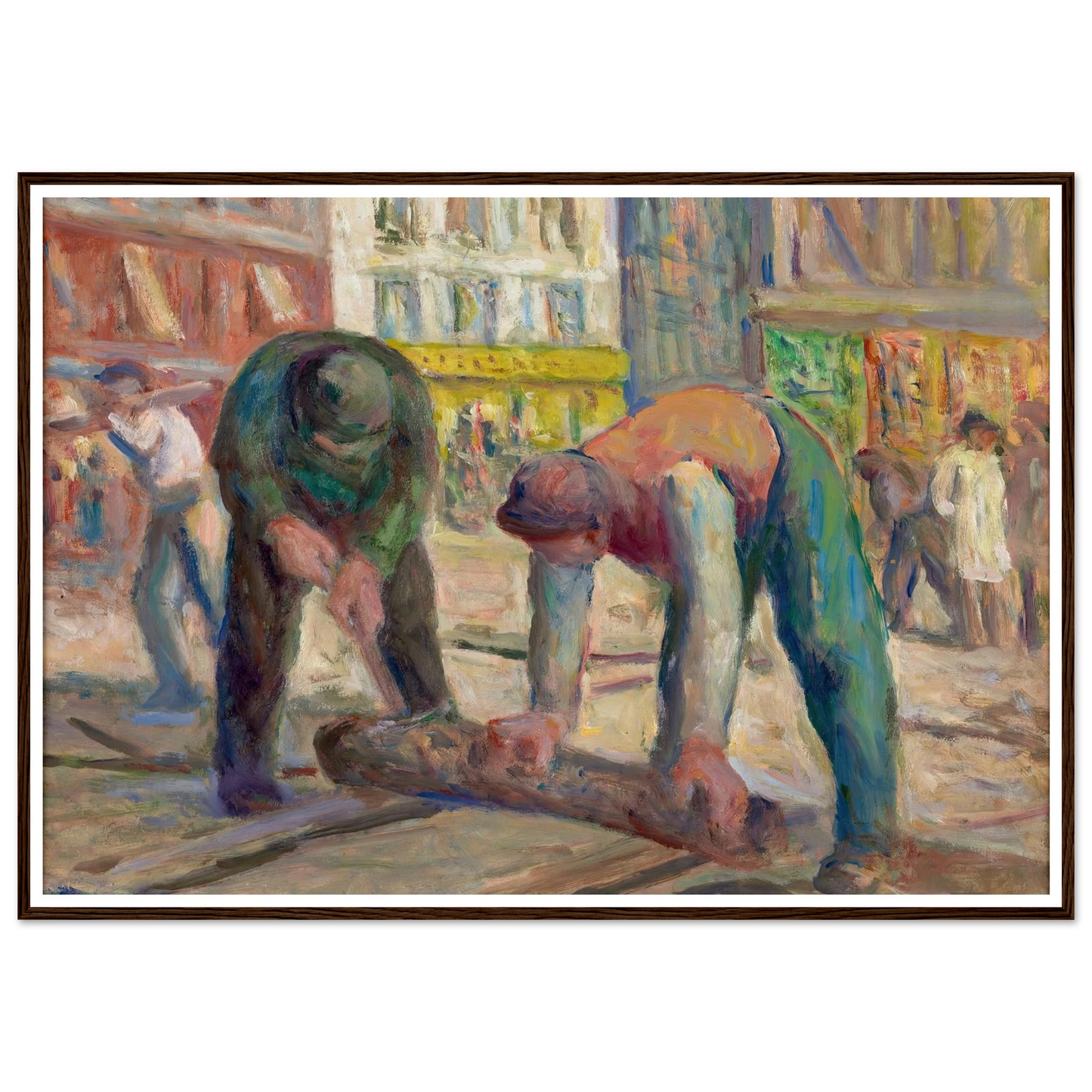 Travaux sur la chaussée, les charpentiers (1930-1935) Art Print | Maximilien Luce - Framed Poster - 30x40 cm / 12x16″ - Black frame